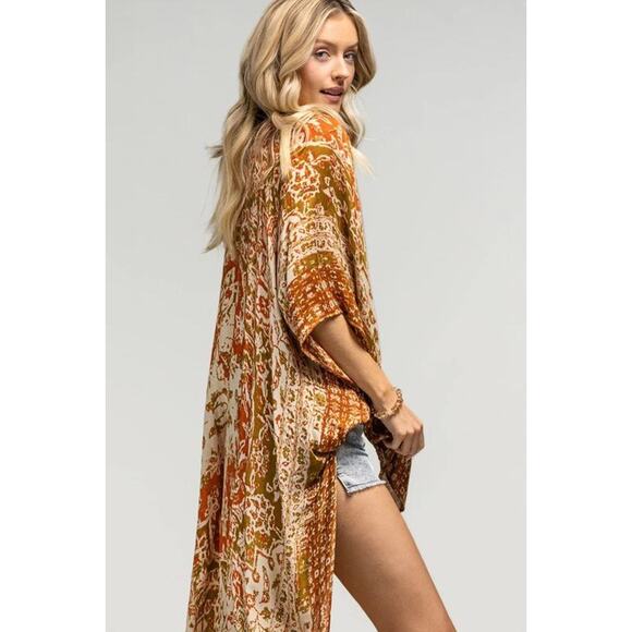 Ruggline Bohemian Mandala Kimono W/ Split Angel Sleeve One Size Indy Festival - Picture 4 of 13